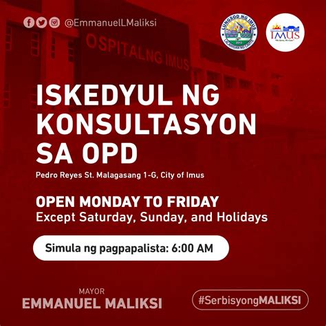 ospital ng imus photos|OSPITAL NG IMUS OPD SCHEDULE Narito .